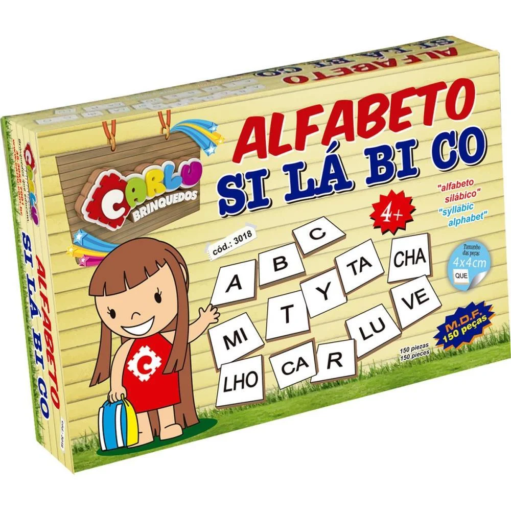 Brinquedo Pedagogico Madeira Alfabeto Silabico 150 Pecas Carlu (Unidade)