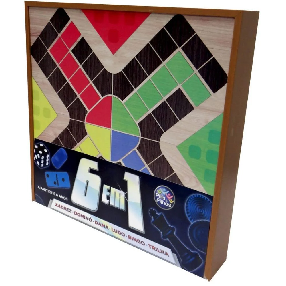 JOGO DE TABULEIRO 6 EM 1 DIVERSOS PAIS E FILHOS (UNIDADE)