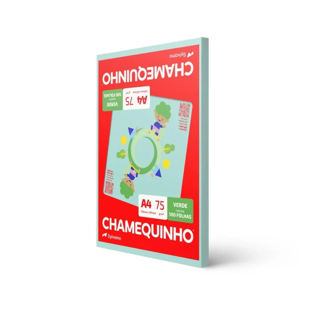 PAPEL SULFITE A4 COLORIDO CHAMEQUINHO 75G VERDE CHAMEX (PCT/100)