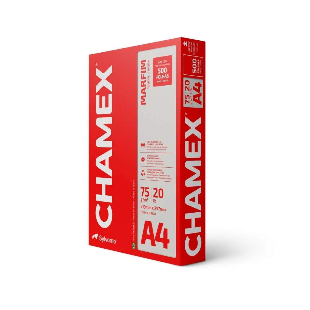 PAPEL SULFITE A4 COLORIDO CHAMEX 75G MARFIM CHAMEX (PCT/500)