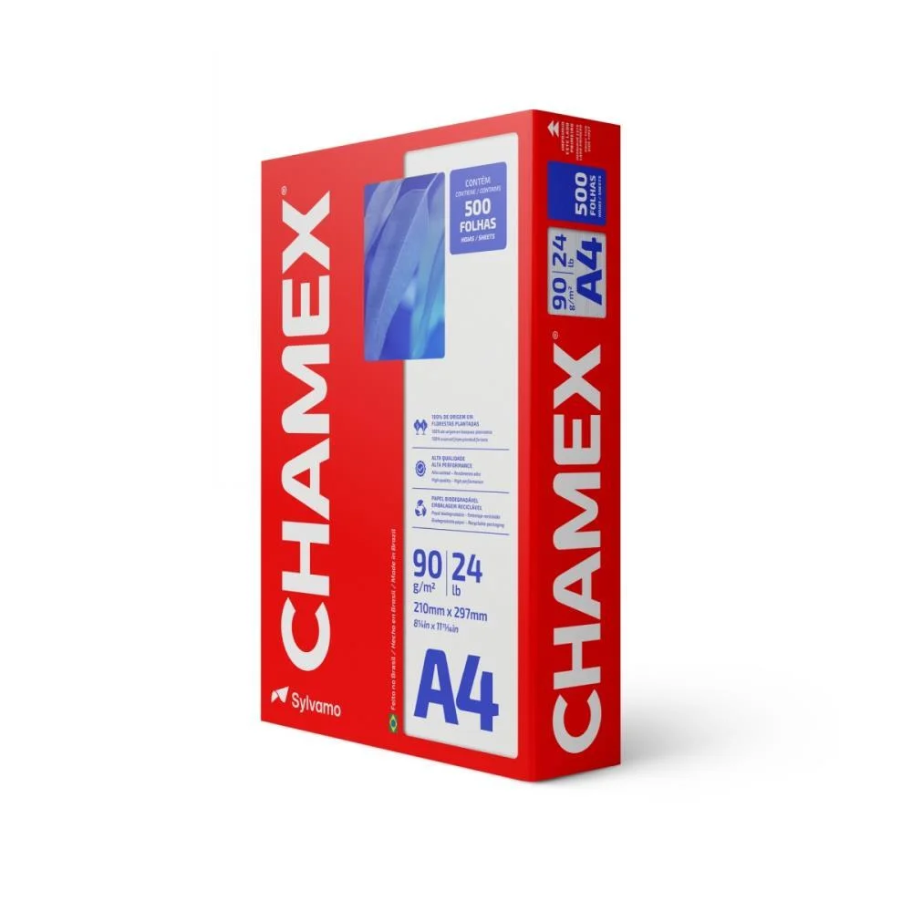 PAPEL SULFITE A4 CHAMEX SUPER 90G 500 FOLHAS CHAMEX (PACOTE)