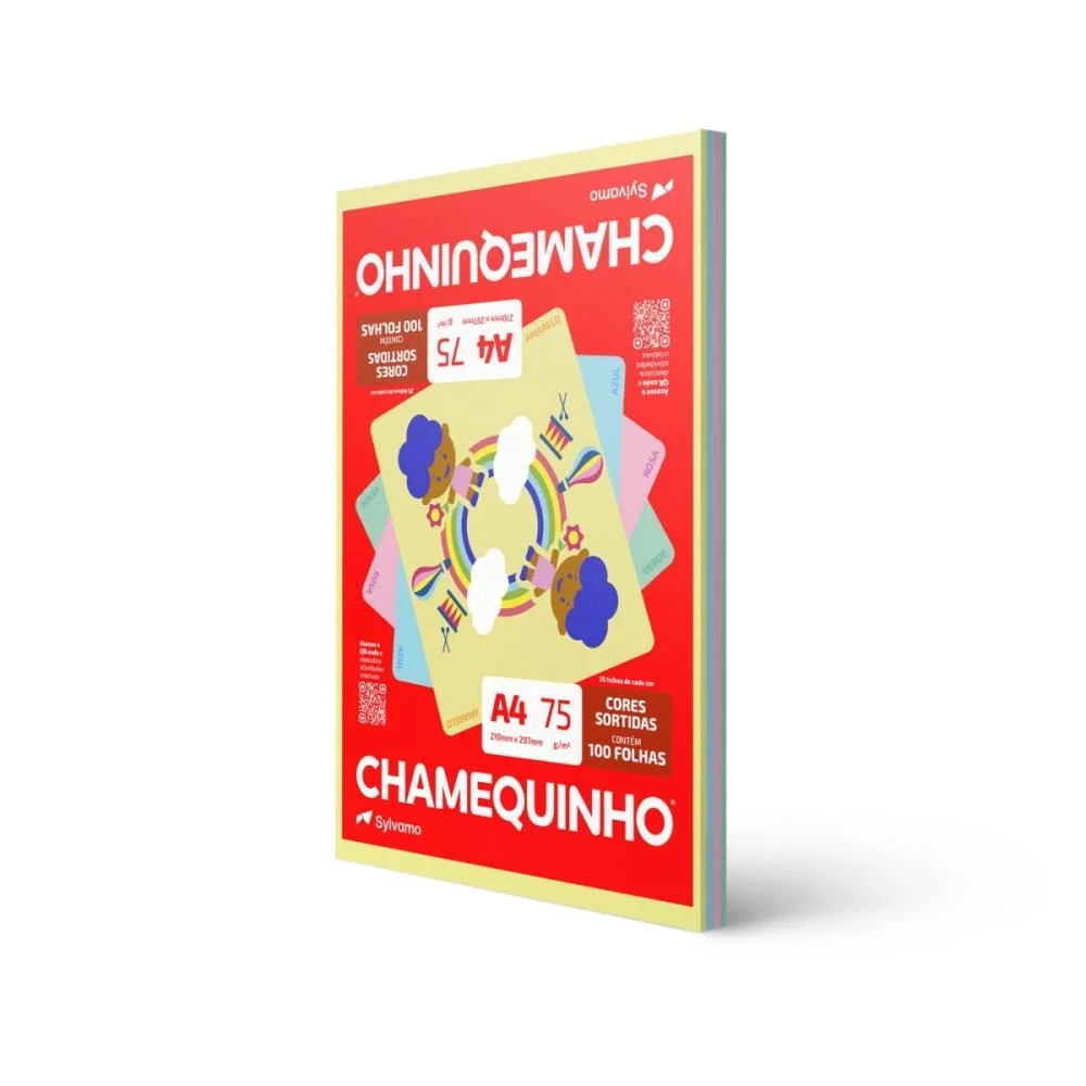 PAPEL SULFITE A4 COLORIDO CHAMEQUINHO 75G 4 CORES CHAMEX (PCT.C/100)