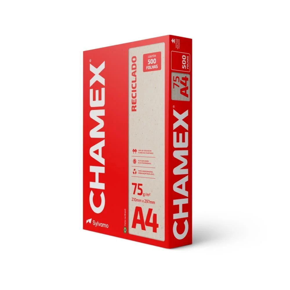 PAPEL SULFITE A4 RECICLADO CHAMEX ECO 75G 500 FLS. CHAMEX (PACOTE)