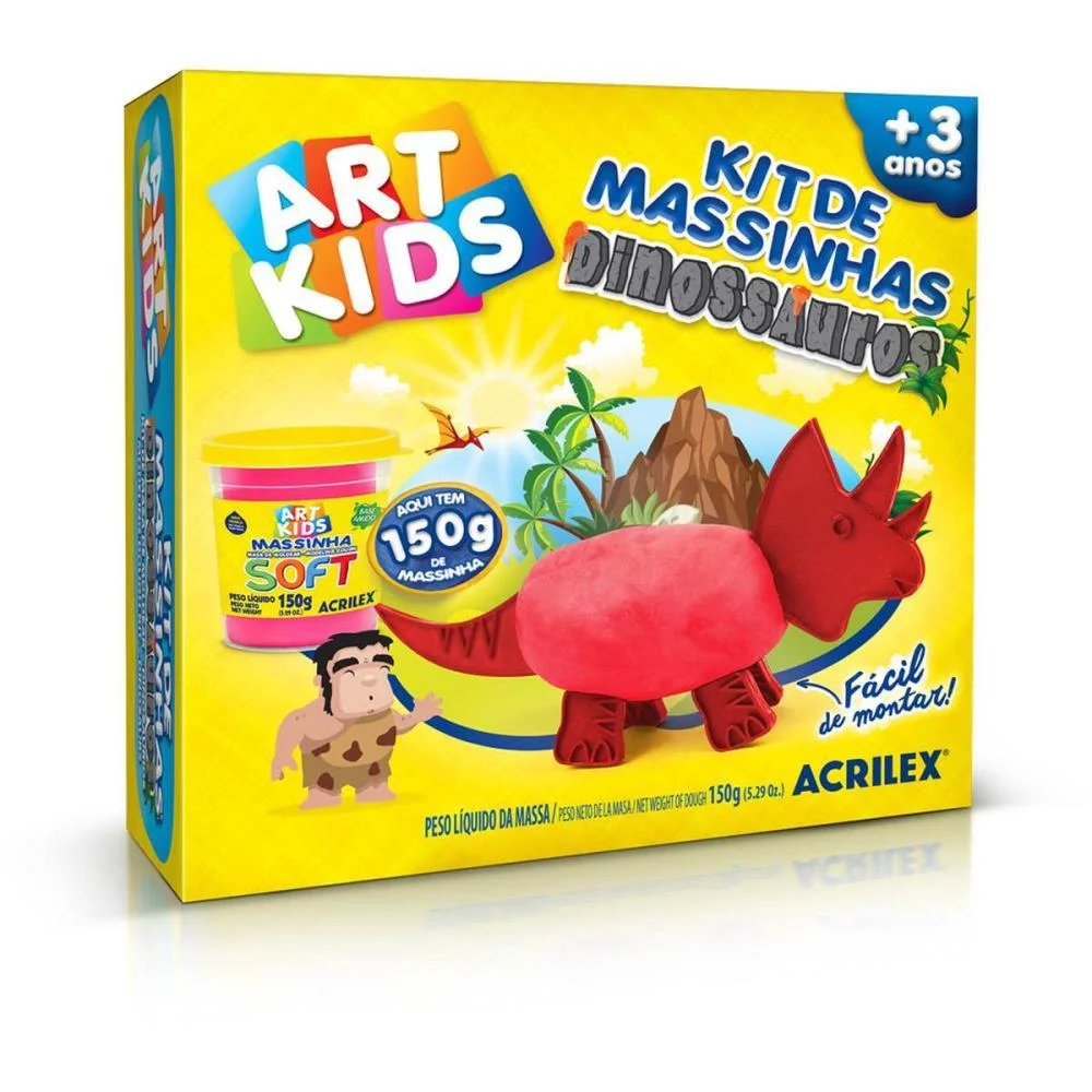 Massa Para Modelar Criativa Art Kids Dinossauro 3 Vermelho Acrilex (Unidade)