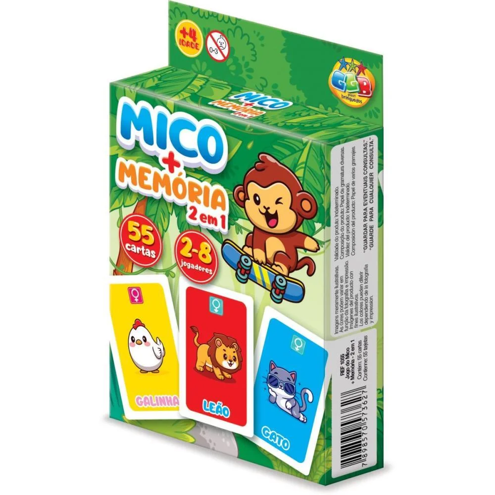 JOGO DE CARTAS MICO+MEMORIA 2EM1 55CTS GGB PLAST (UNIDADE)