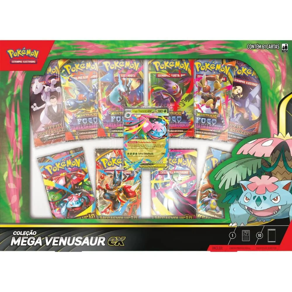 JOGO DE CARTAS POKEMON BOX MEGA VENUSAUR EX COPAG (UNIDADE)