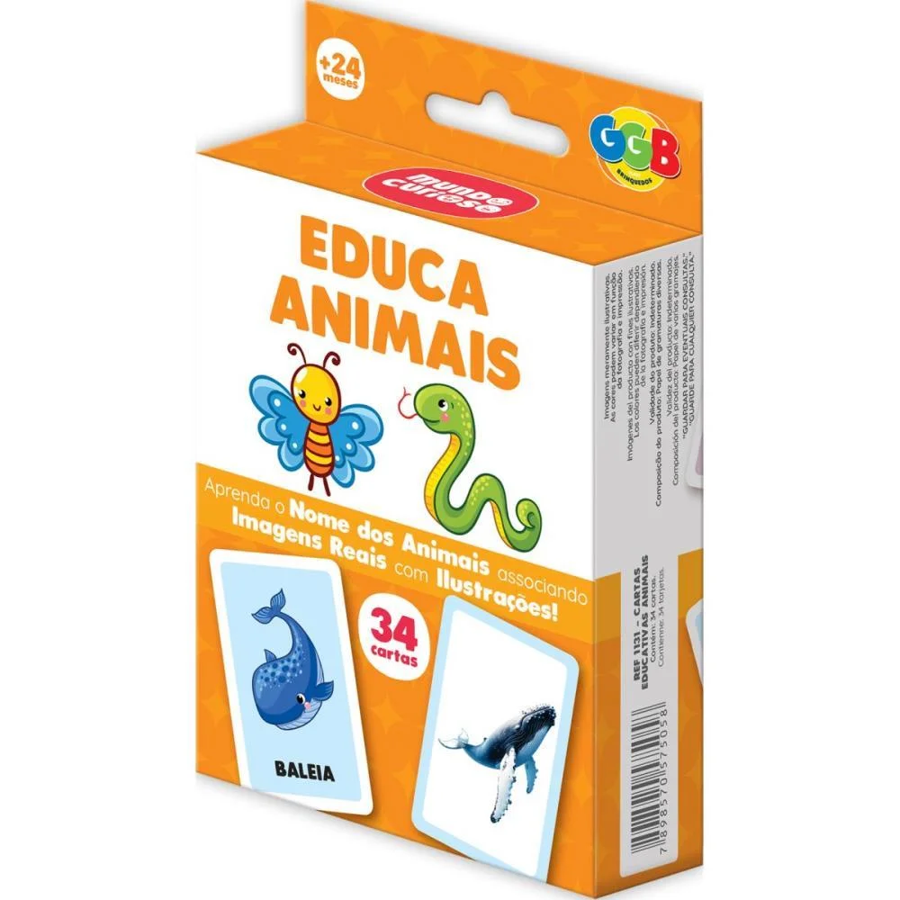 JOGO DE CARTAS EDUCA ANIMAIS 34 CARTAS GGB PLAST (UNIDADE)