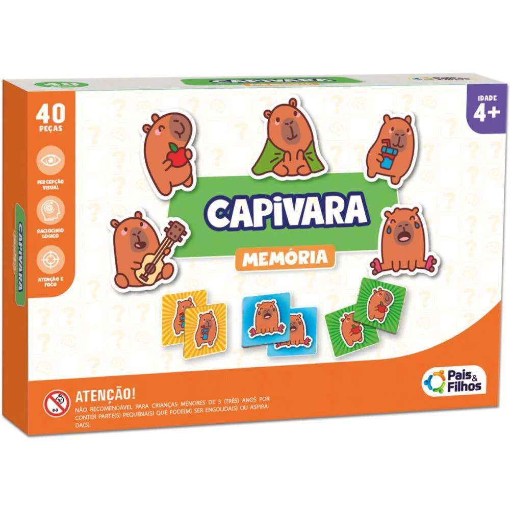JOGO DA MEMORIA CAPIVARA 40 PECAS PAIS E FILHOS (UNIDADE)
