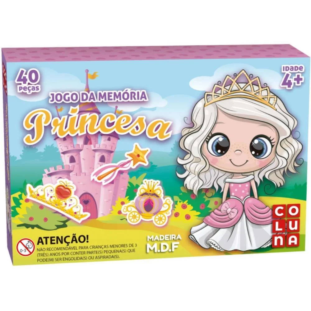 JOGO DA MEMORIA EM MADEIRA PRINCESAS 40 PECAS COLUNA (UNIDADE)