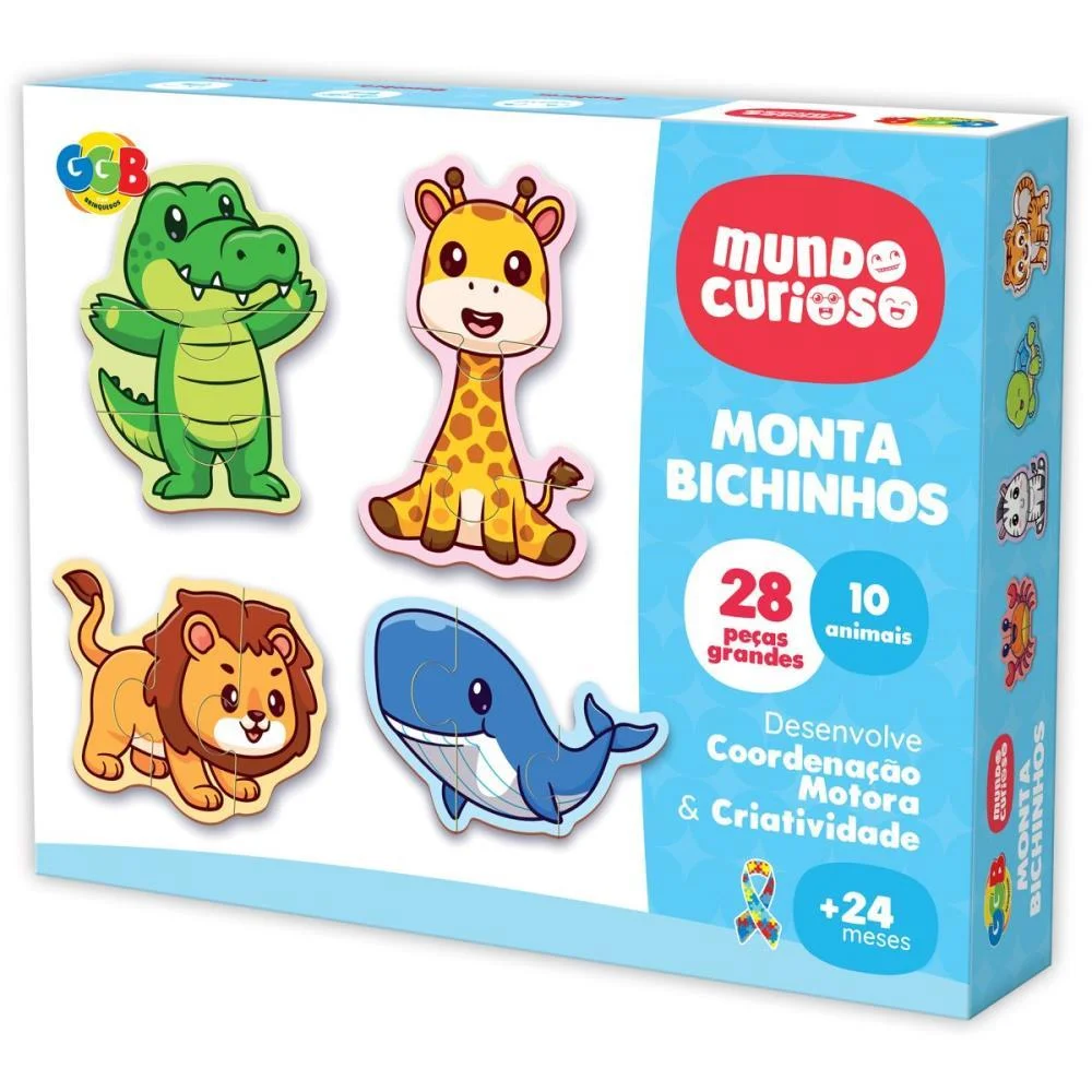 BRINQUEDO PEDAGOGICO MONTA BICHINHOS 28 PCS GGB PLAST (UNIDADE)