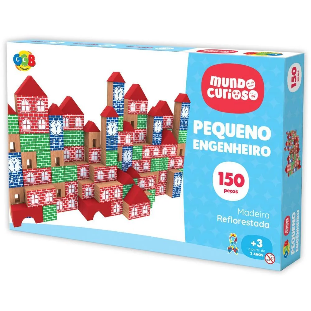BRINQUEDO PEDAGOGICO MADEIRA PEQUENO ENGENHEIRO 150PCS GGB PLAST (UNIDADE)