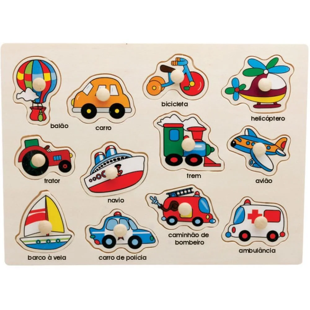 BRINQUEDO PEDAGOGICO MADEIRA ENCAIXE DIVERTIDO VEICULOS TOY MIX (UNIDADE)