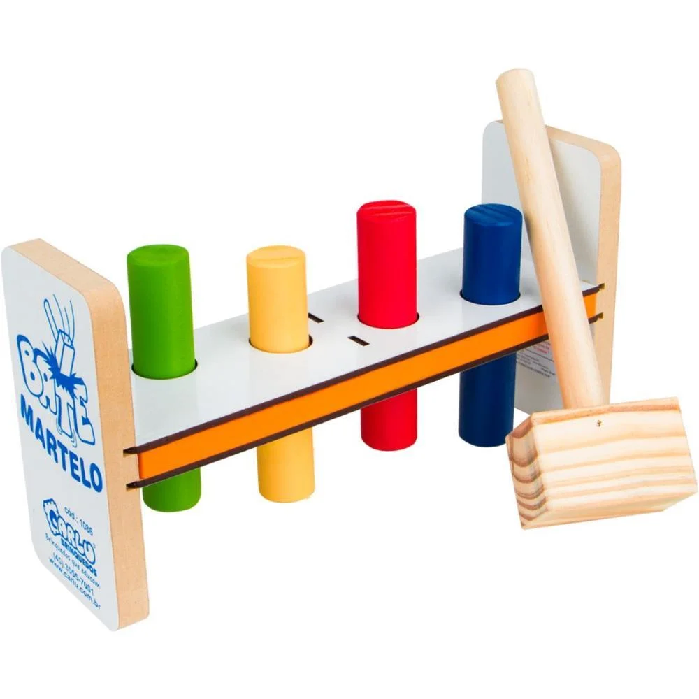 BRINQUEDO PEDAGOGICO MADEIRA BATE MARTELO 5 PECAS CARLU (UNIDADE)