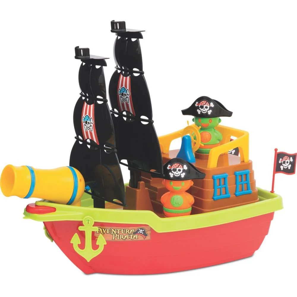 Brinquedo Educativo Barco Aventura Pirata 43Cm. Merco Toys (Unidade)