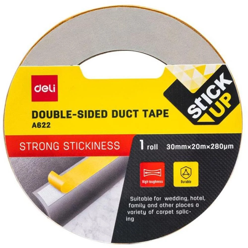 FITA DUPLA FACE FIXADORA CARPETE AMAR.30MMX20M DELI (UNIDADE)