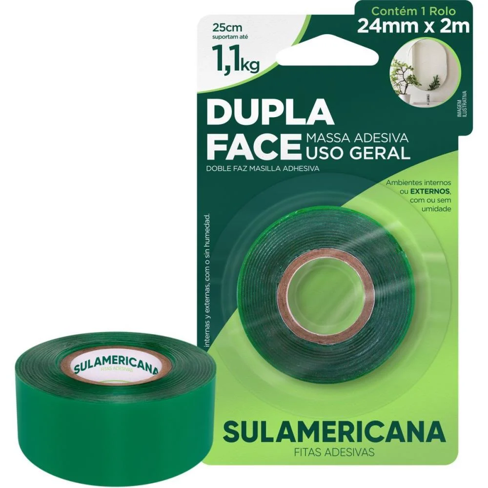 FITA DUPLA FACE MASSA ACRILICA 24MMX2M. SULAMERICANA (UNIDADE)