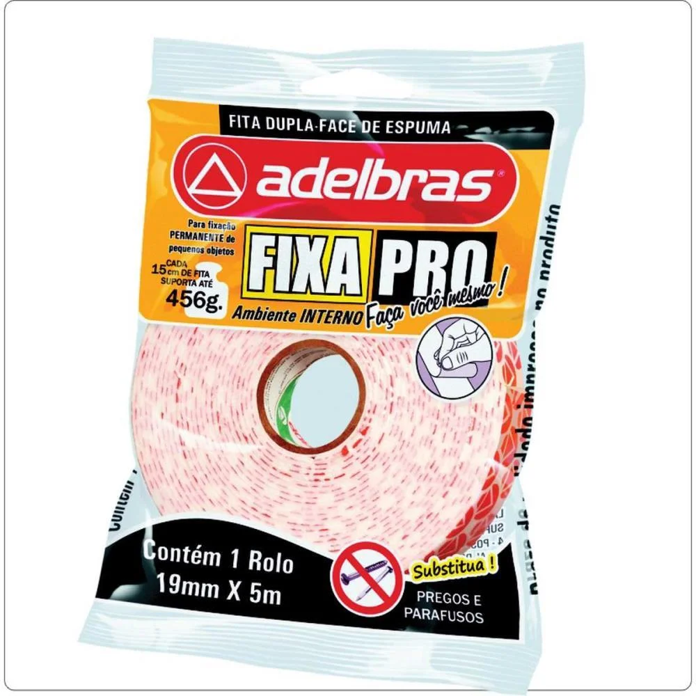 FITA DUPLA FACE FIXA PRO ESPUMA 19MMX5MTS ADELBRAS (UNIDADE)