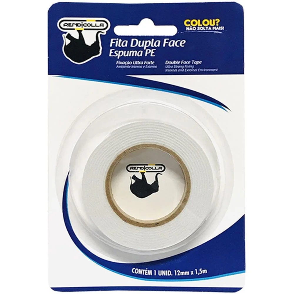 FITA DUPLA FACE ESPUMA PE 12MMX1,5M. RENDICOLLA (BLISTER)