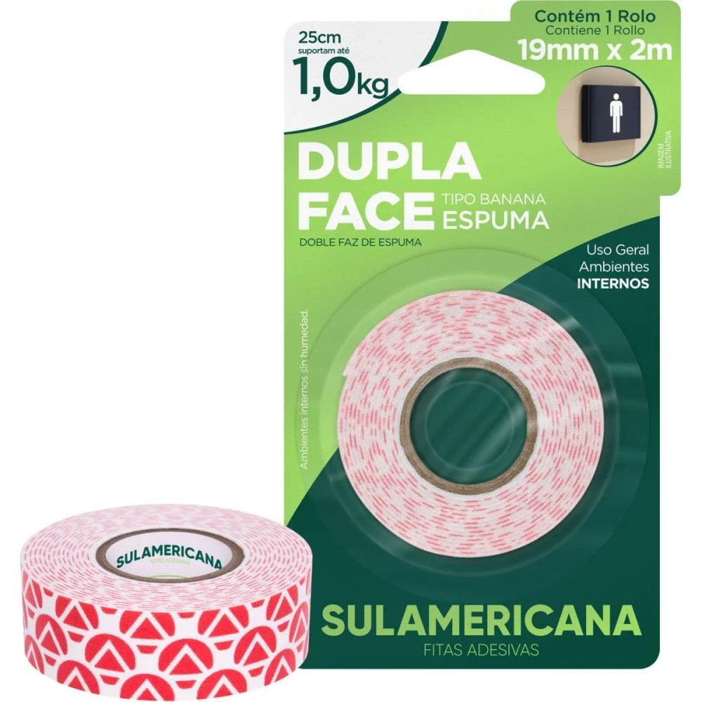 FITA DUPLA FACE ESPUMA 19MMX2M. SULAMERICANA (UNIDADE)