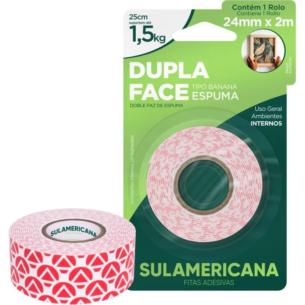 FITA DUPLA FACE ESPUMA 24MMX2M. SULAMERICANA (UNIDADE)