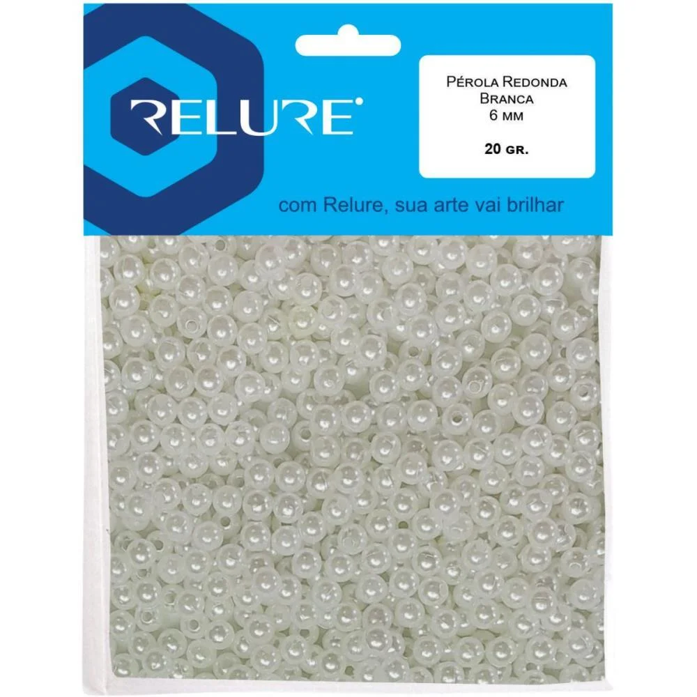PEDRARIA PEROLA C/FURO 6MM 20G. BRANCA HONEY (PACOTE)