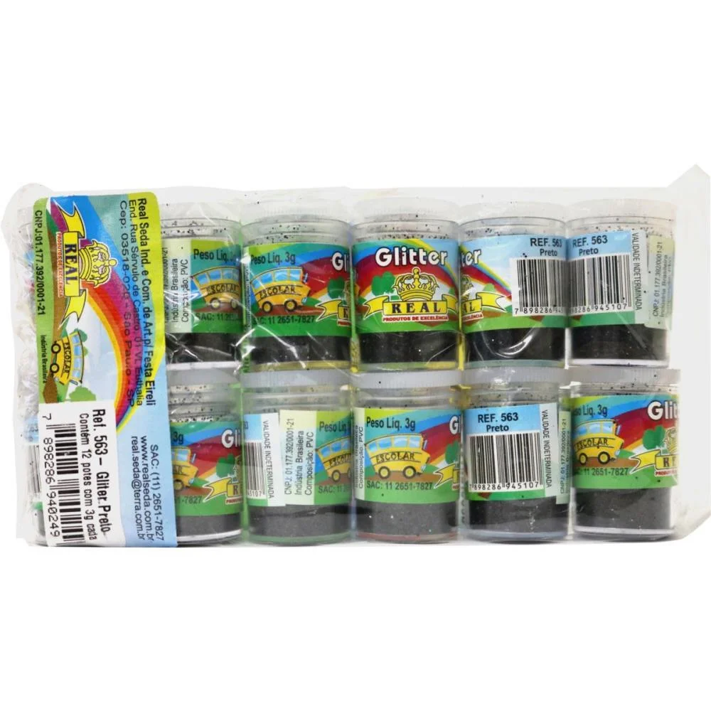 GLITTER PVC PRETO POTES 3G. REAL SEDA (PCT.C/12)