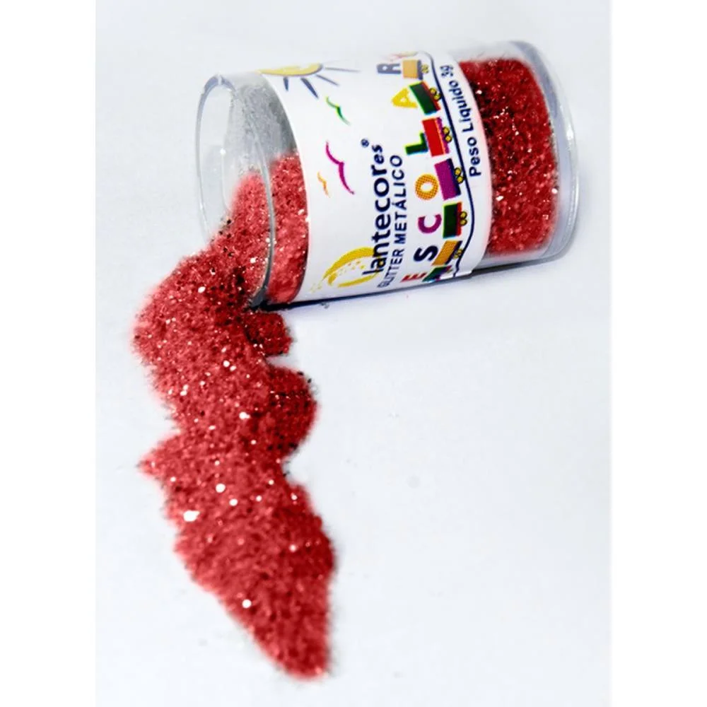 GLITTER PVC VERMELHO POTES 3G. LANTECOR (PCT.C/12)