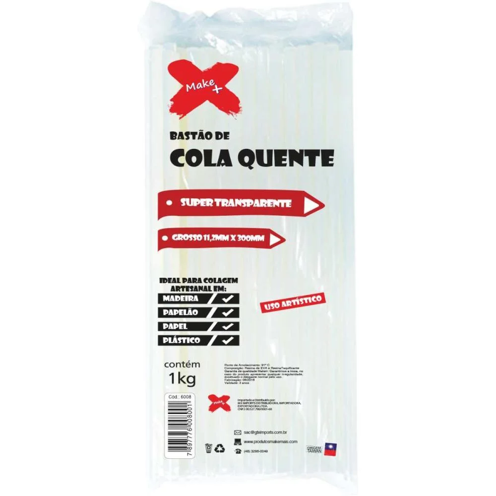 COLA QUENTE REFIL GROSSA SUPER TRANSP.PROF.1K MAKE+ (PACOTE)