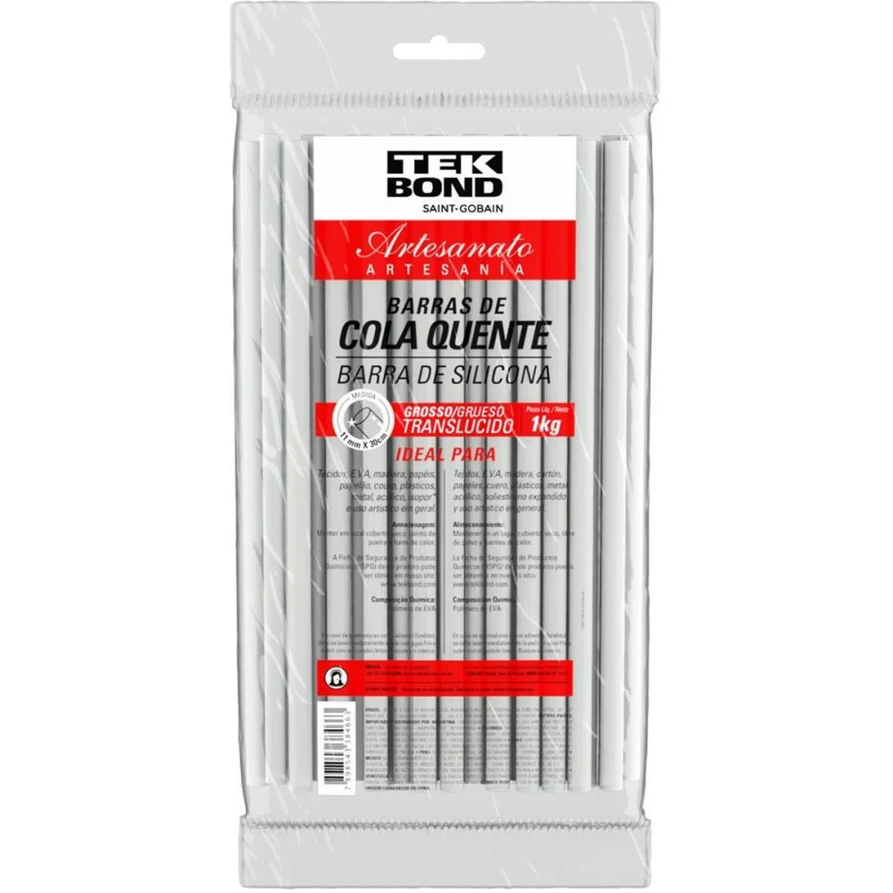 COLA QUENTE REFIL GROSSA 1KG.TRANSLUCIDA TEKBOND (PACOTE)