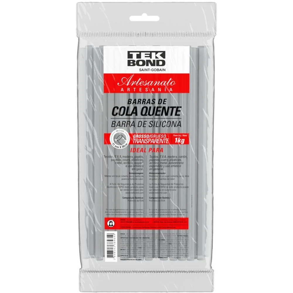 COLA QUENTE REFIL GROSSA 1KG.TRANSPARENTE TEKBOND (PACOTE)