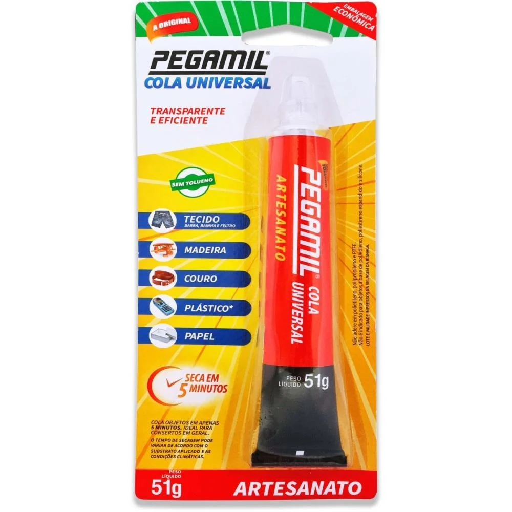 COLA PARA ARTESANATO UNIVERSAL 51G BLISTER PEGAMIL (UNIDADE)