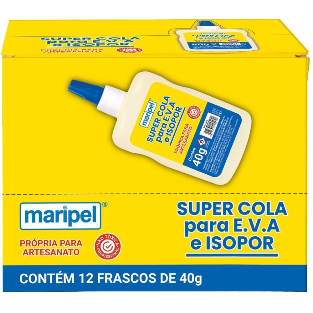 COLA PARA ISOPOR ISOPOR E EVA 40G. MARIPEL (CX.C/12)