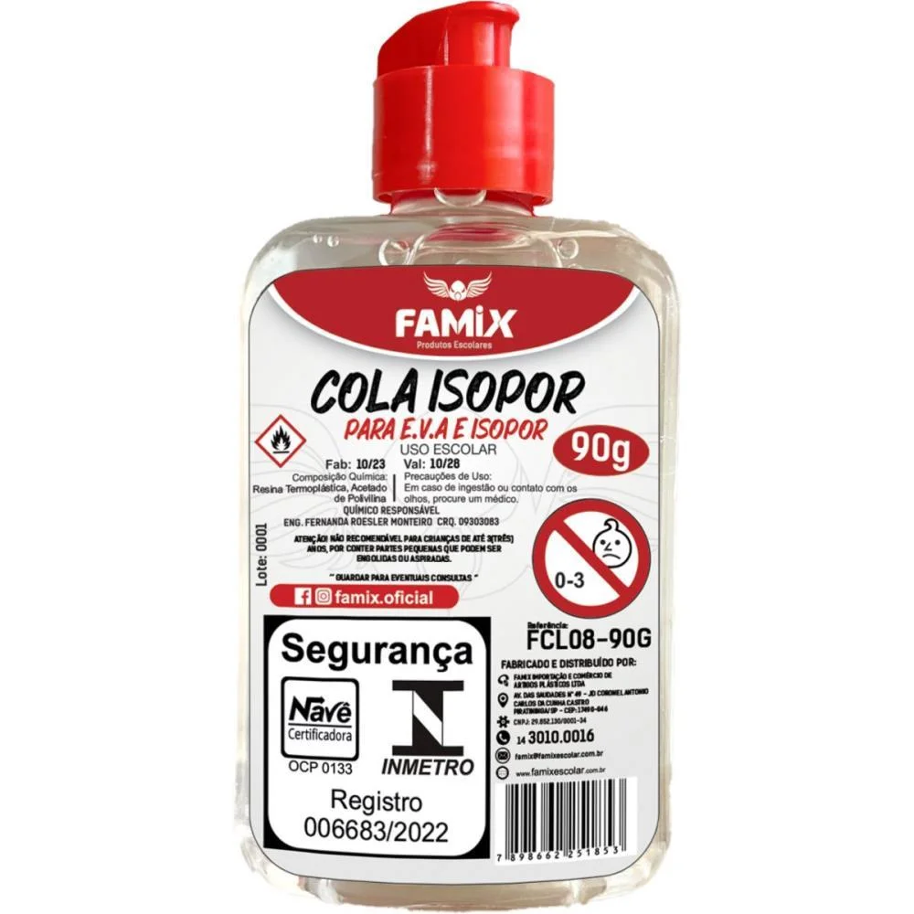 COLA PARA ISOPOR ISOPOR E EVA 90G FAMIX (PCT.C/12)