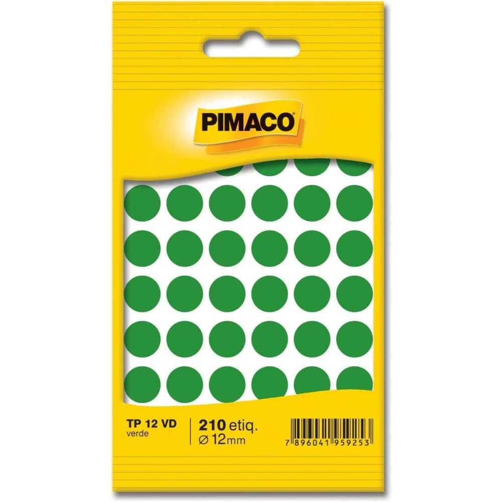 ETIQUETA REDONDA TP-12 VERDE REDONDA 12 MM PIMACO (CT.C/210)