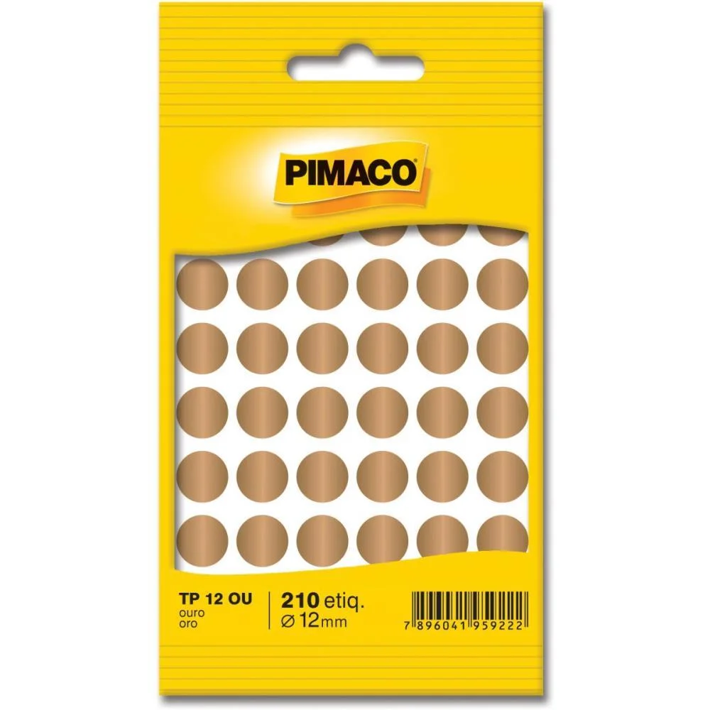 ETIQUETA REDONDA TP-12 OURO REDONDA 12 MM PIMACO (CT.C/210)