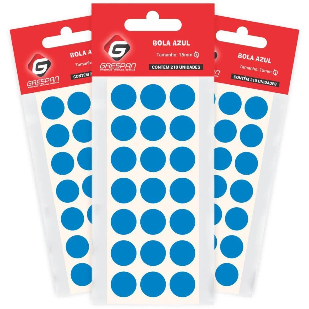 ETIQUETA REDONDA AZUL 15MM. C/210 ETIQUETAS GRESPAN (CARTELA)