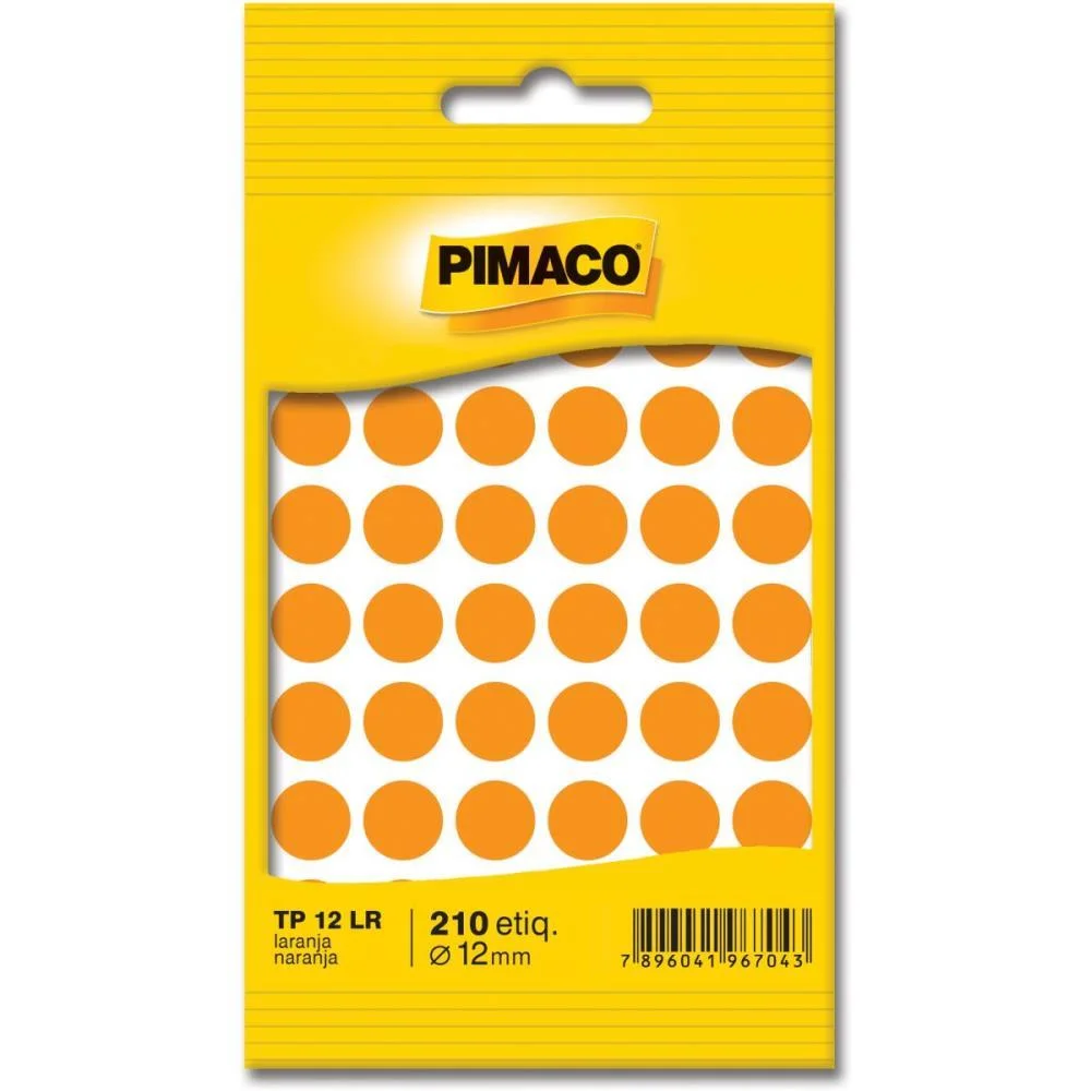 ETIQUETA REDONDA TP-12 LARANJA REDONDA 12 MM PIMACO (CT.C/210)