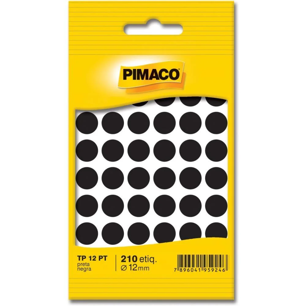 ETIQUETA REDONDA TP-12 PRETA REDONDA 12MM PIMACO (CT.C/210)