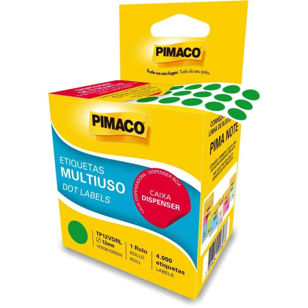 ETIQUETA REDONDA TP-12 VERDE ROLO C/4000 ETIQ PIMACO (ROLO)