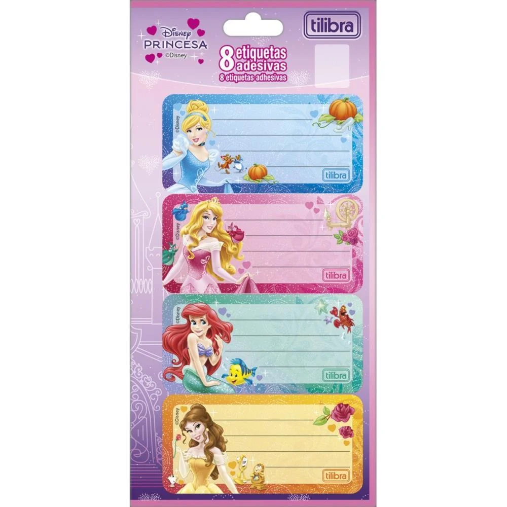 ETIQUETA ESCOLAR DECORADA PRINCESAS C/8ETIQ. 100X208MM TILIBRA (PCT.C/10)
