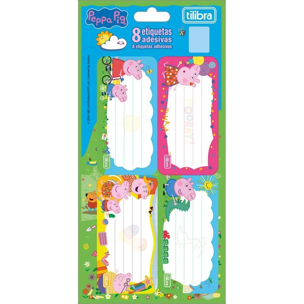 ETIQUETA ESCOLAR DECORADA PEPPA PIG C/8ETIQ. 100X208MM TILIBRA (PCT.C/10)