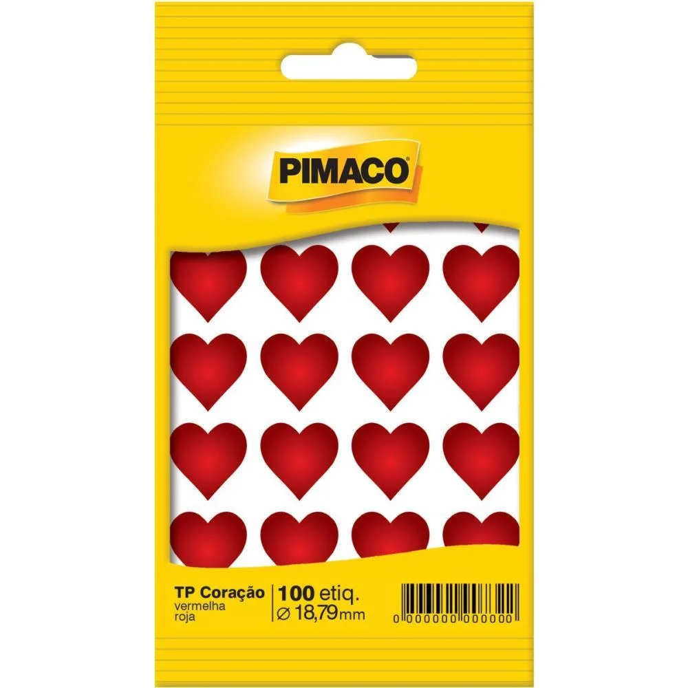 ETIQUETA LISA COM FORMAS TP CORACAO VERMELHO 5 FLS PIMACO (CT.C/20)