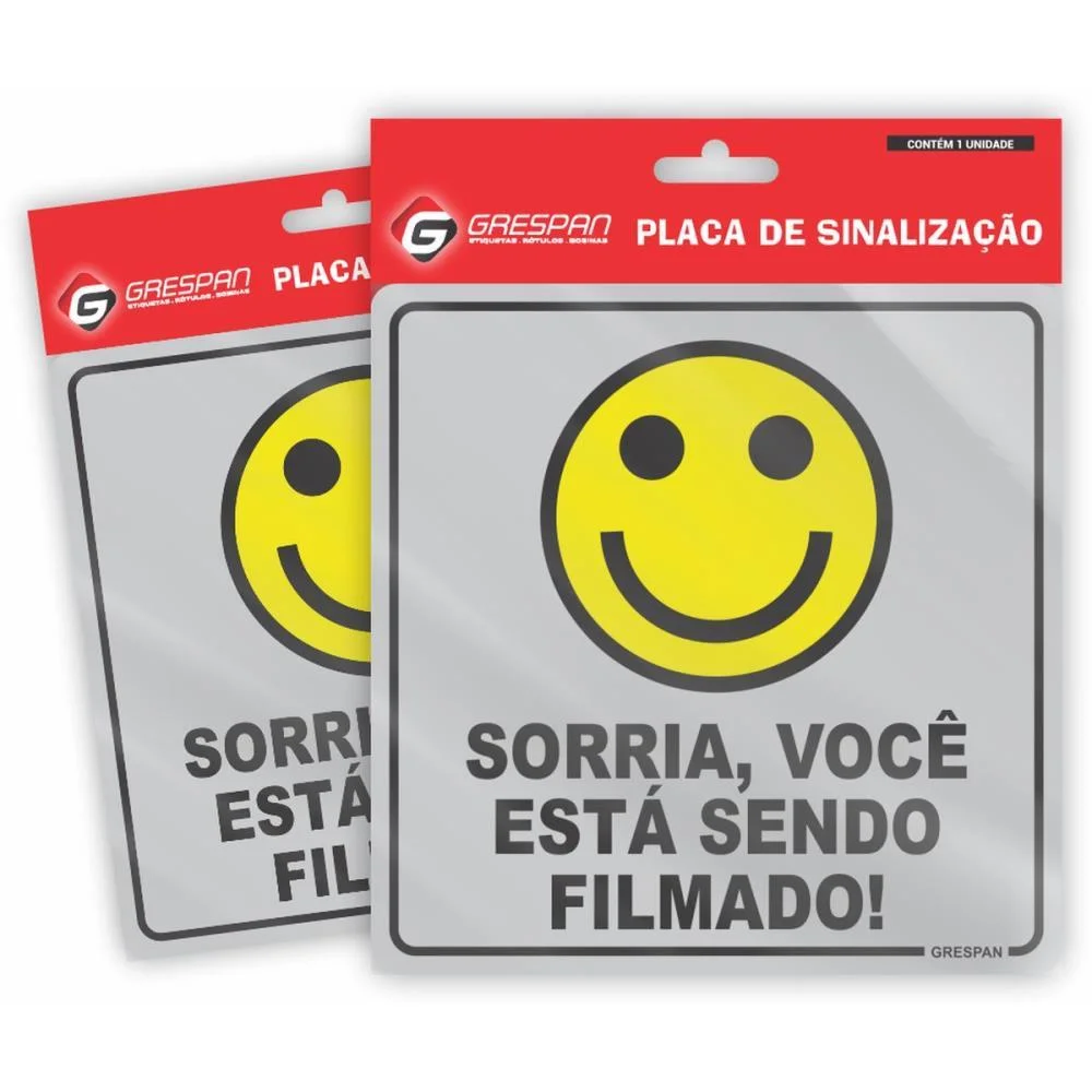 PLACA DE SINALIZACAO VOCE ESTA SENDO FILMADO 15X15 GRESPAN (PCT.C/05)