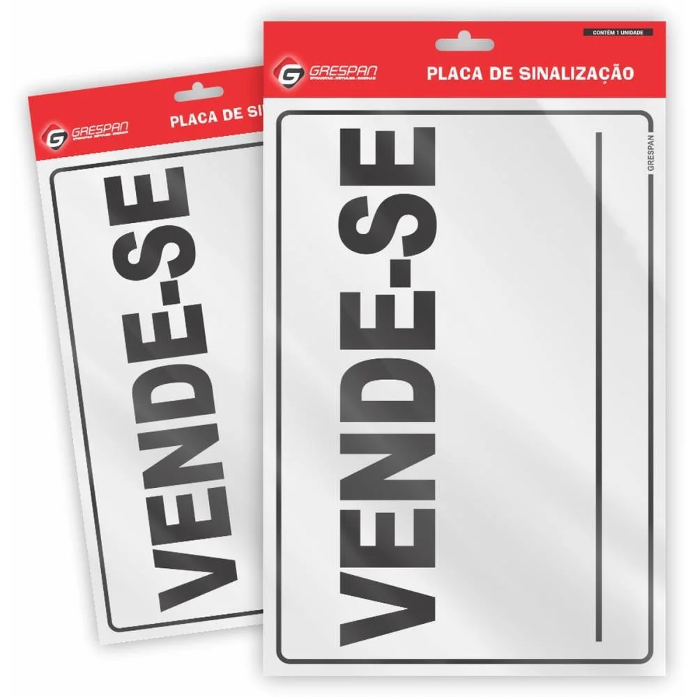 PLACA DE SINALIZACAO VENDE-SE 20X30CM. GRESPAN (PCT.C/05)