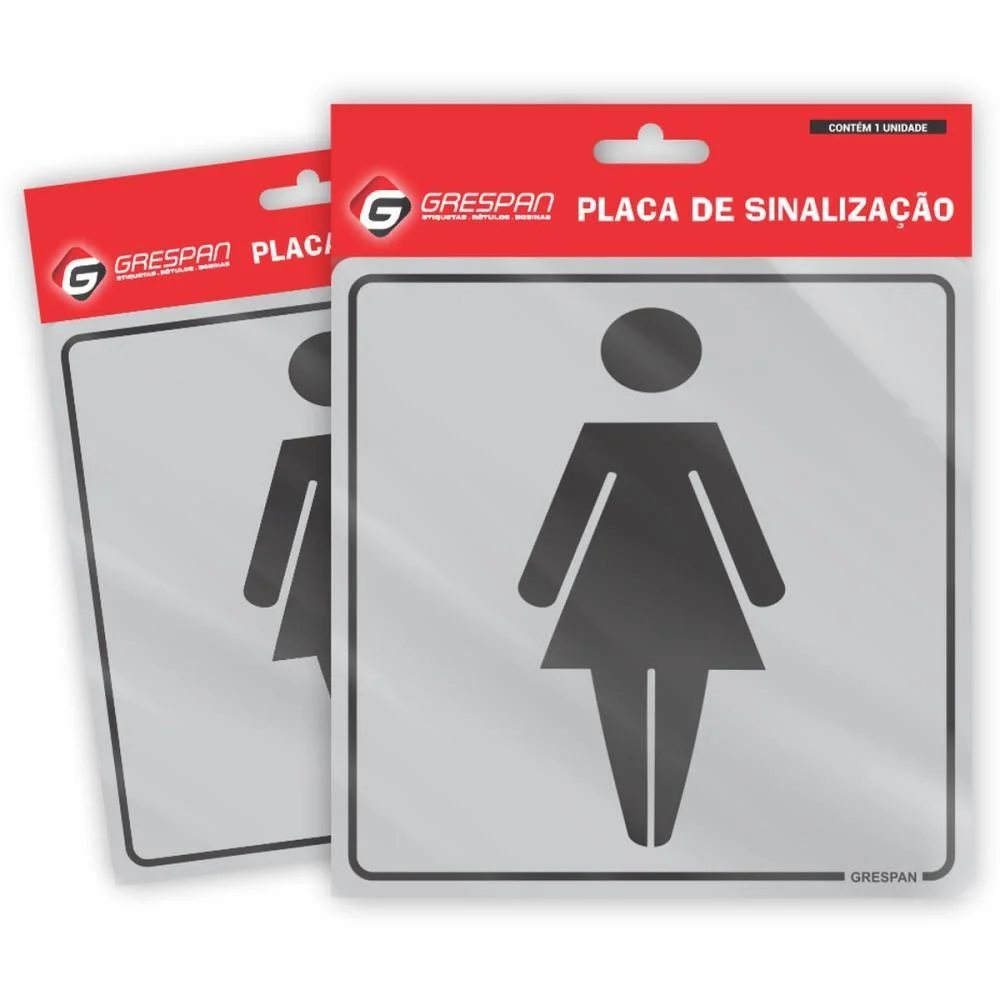 PLACA DE SINALIZACAO WC FEMININO 15X15CM. GRESPAN (PCT.C/05)