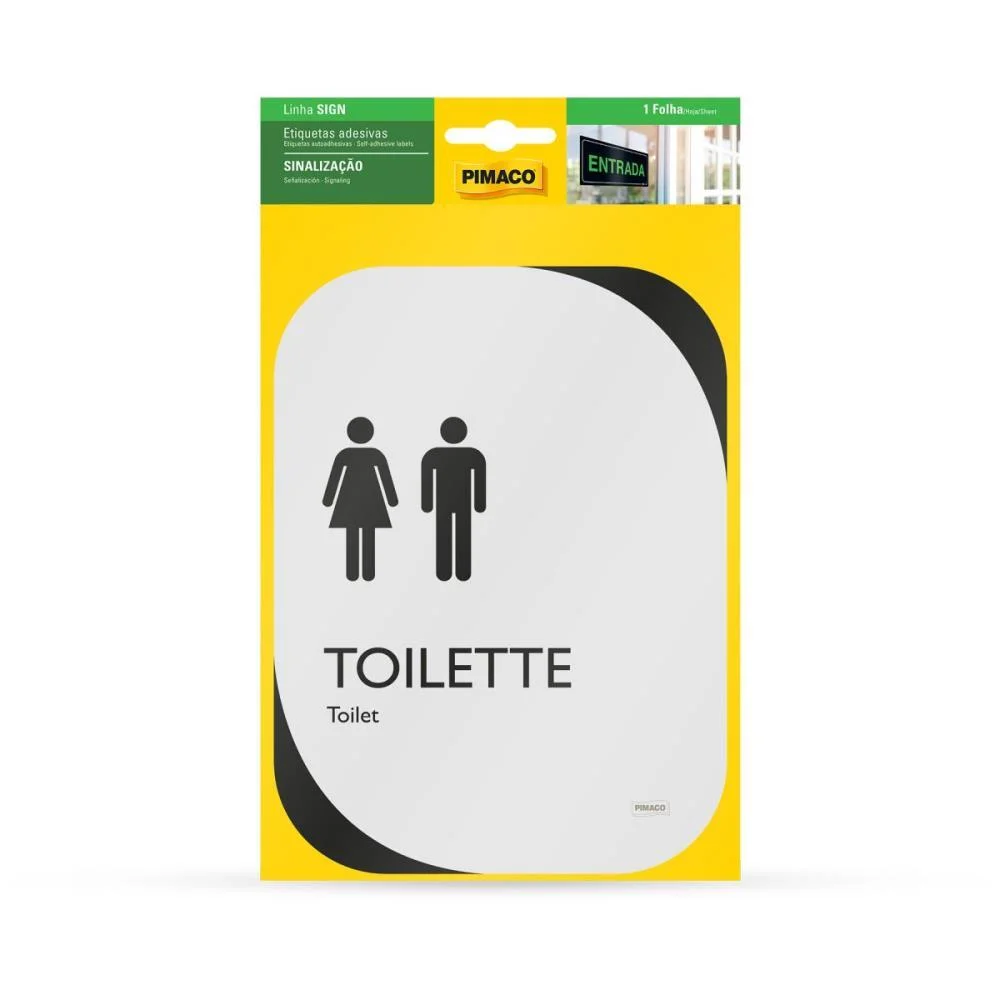 PLACA DE SINALIZACAO TOILETTE UNISSEX CLEAN 13,8X18 PIMACO (UNIDADE)