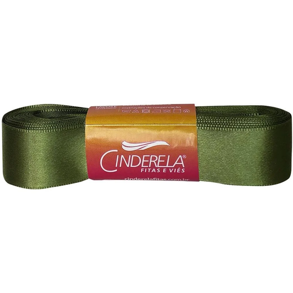 Fita De Cetim 22Mm 10M. Verde Militar Cinderela (Unidade)