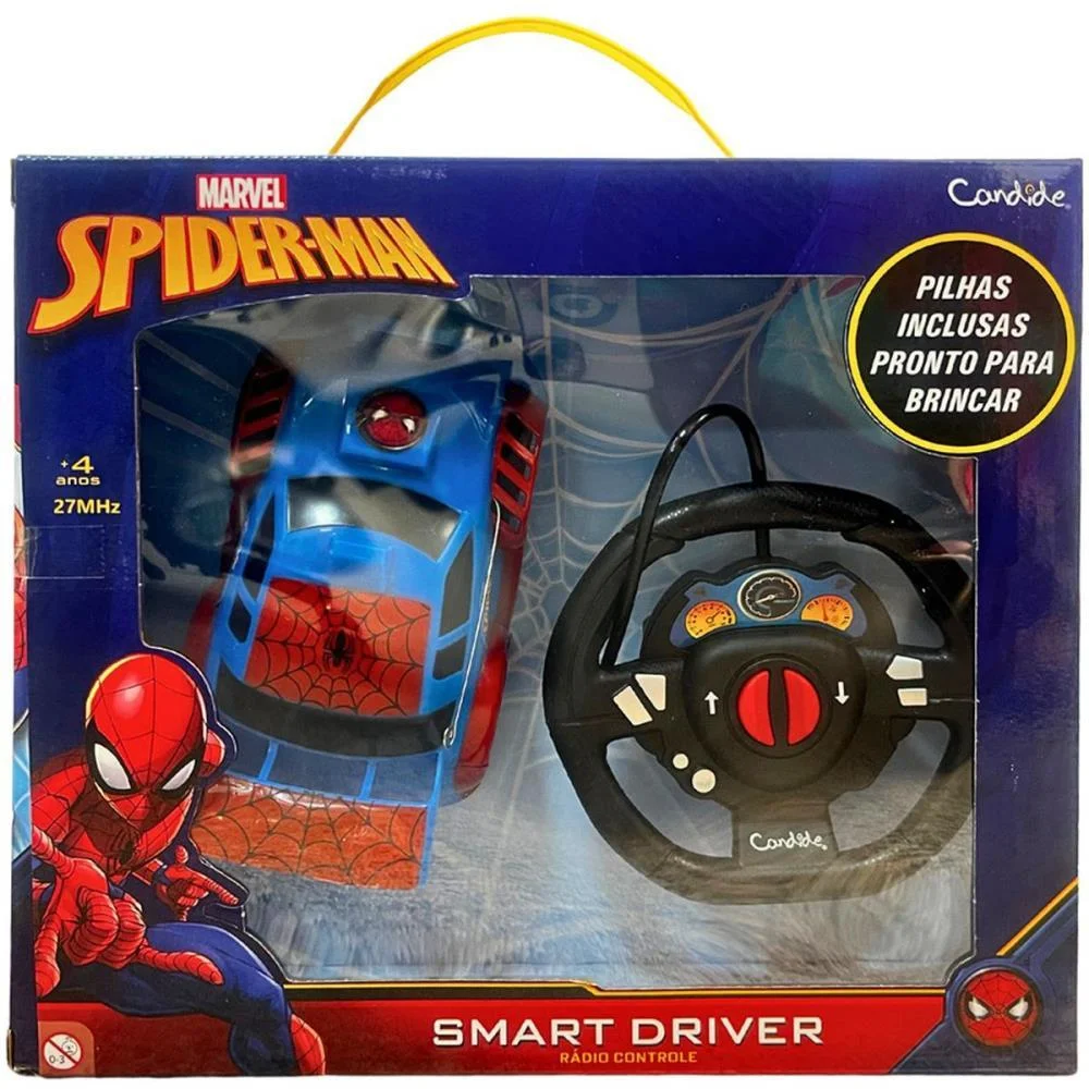 CARRINHO CONTROLE REMOTO SPIDER-MAN SMART DRIVER 3F/PIL CANDIDE (UNIDADE)