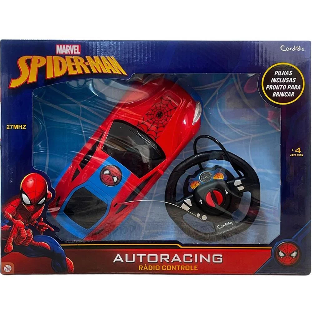CARRINHO CONTROLE REMOTO SPIDER-MAN AUTO-RACING 3F/PIL CANDIDE (UNIDADE)
