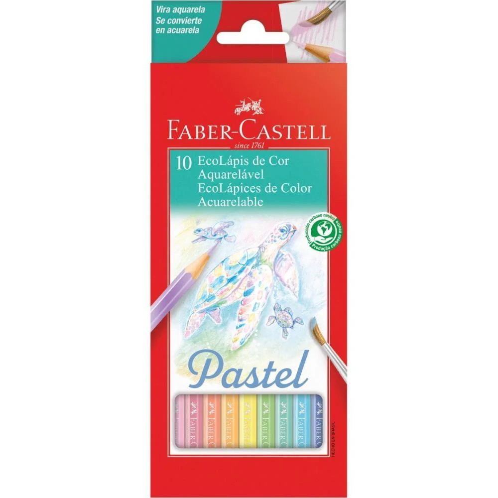 LAPIS DE COR AQUARELAVEL ECOLAPIS 10 CORES PASTEL FABER-CASTELL (PCT.C/12)